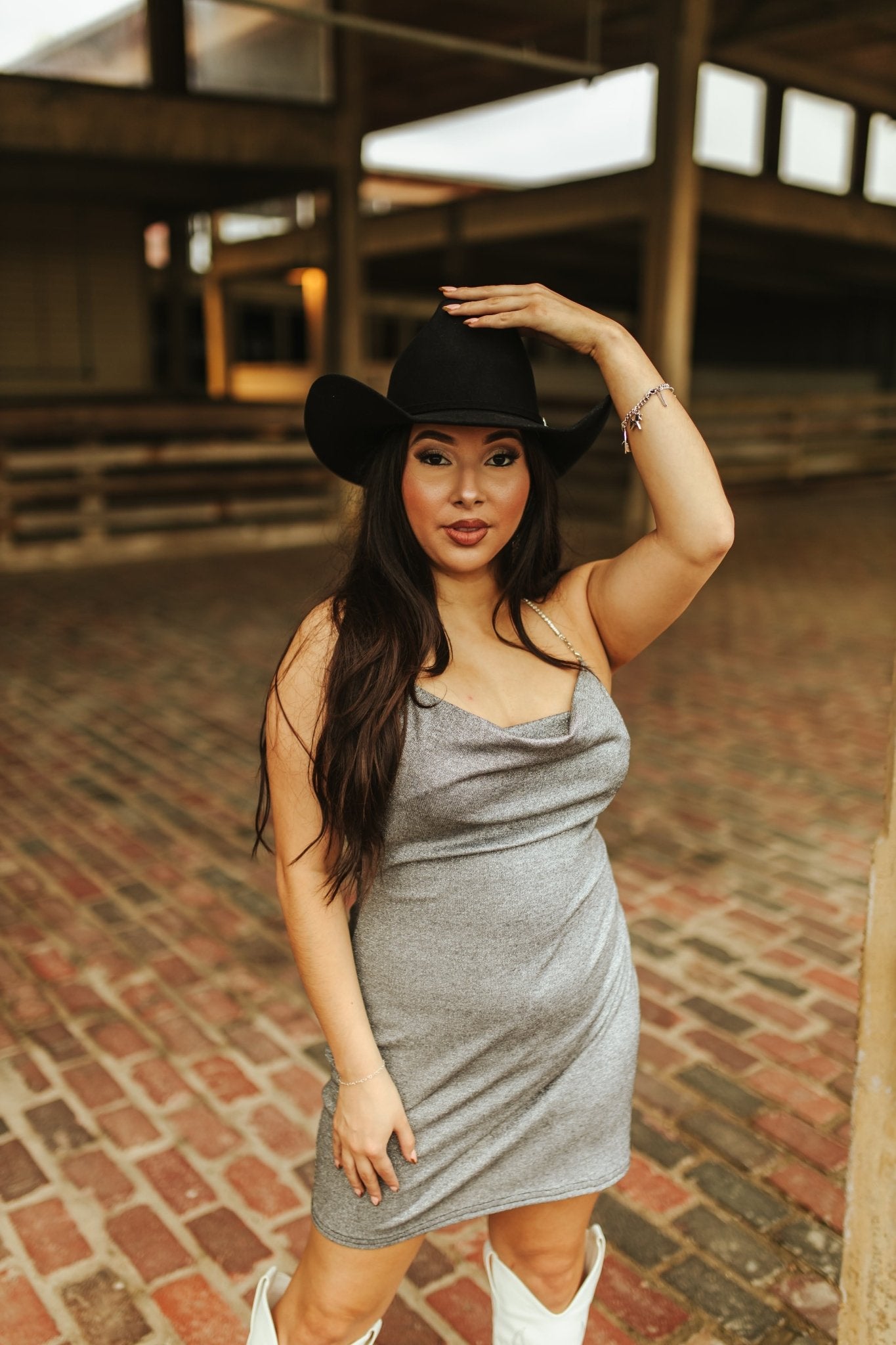 Cowl Neck Shimmer Mini DressSilverXS