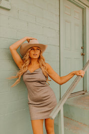 Cowl Neck Shimmer Mini DressSilverXS