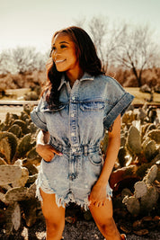 Distressed Denim RomperDenimS