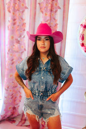 Distressed Denim RomperDenimS