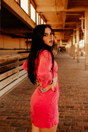 Front Twist Fuchsia Mini DressFuchsiaS