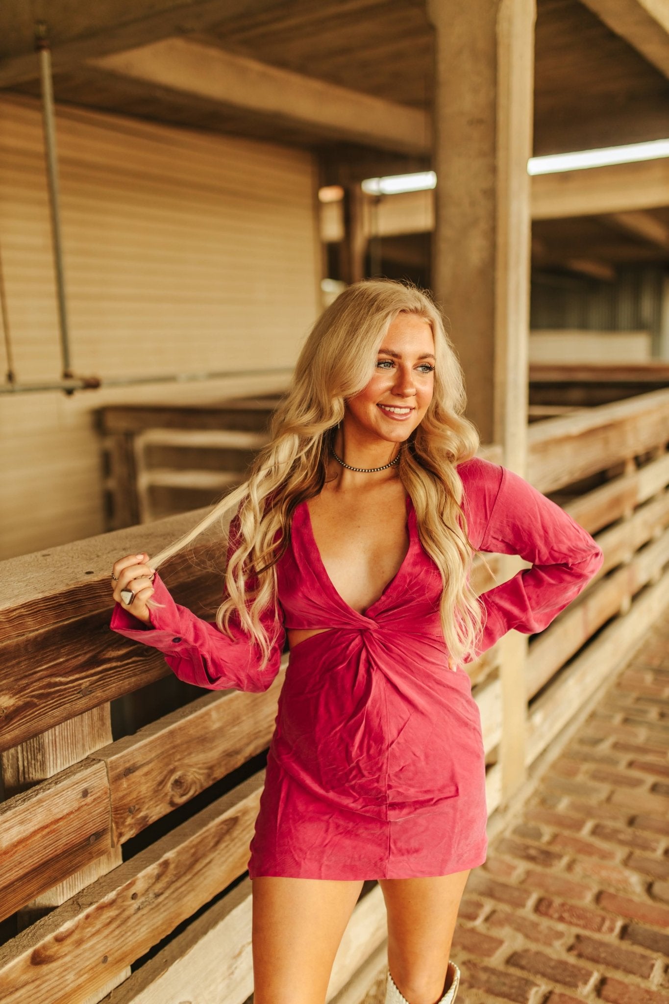 Front Twist Fuchsia Mini DressFuchsiaS