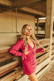 Front Twist Fuchsia Mini DressFuchsiaS