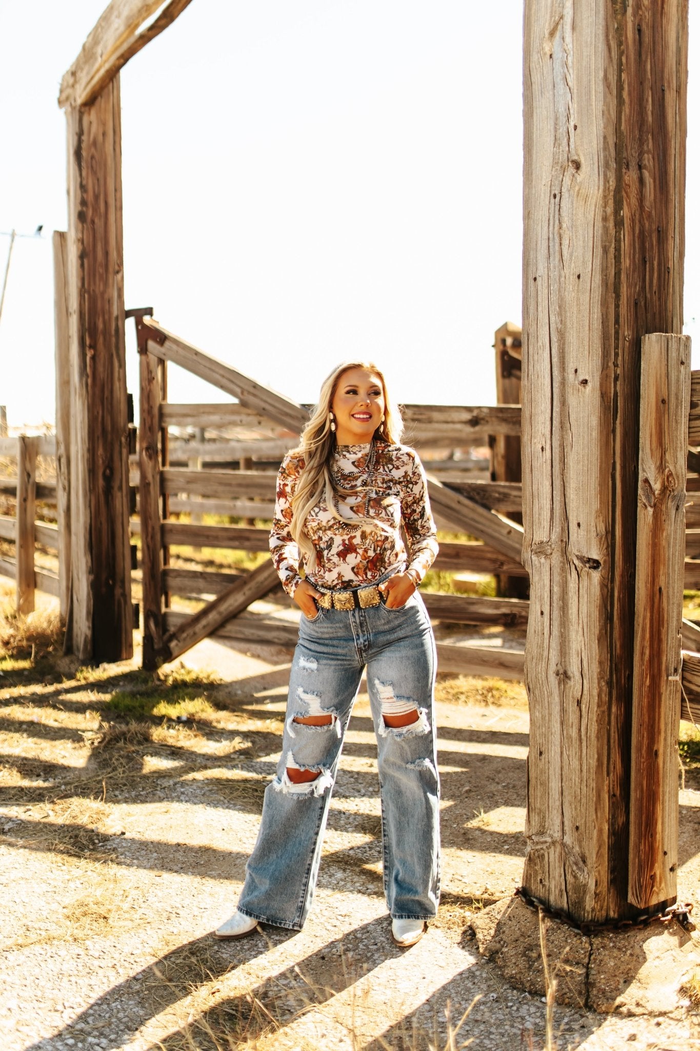 High Waisted Wide Leg Distressed JeanDenim1