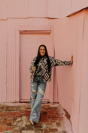 High Waisted Wide Leg Distressed JeanDenim1