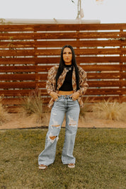 High Waisted Wide Leg Distressed JeanDenim1