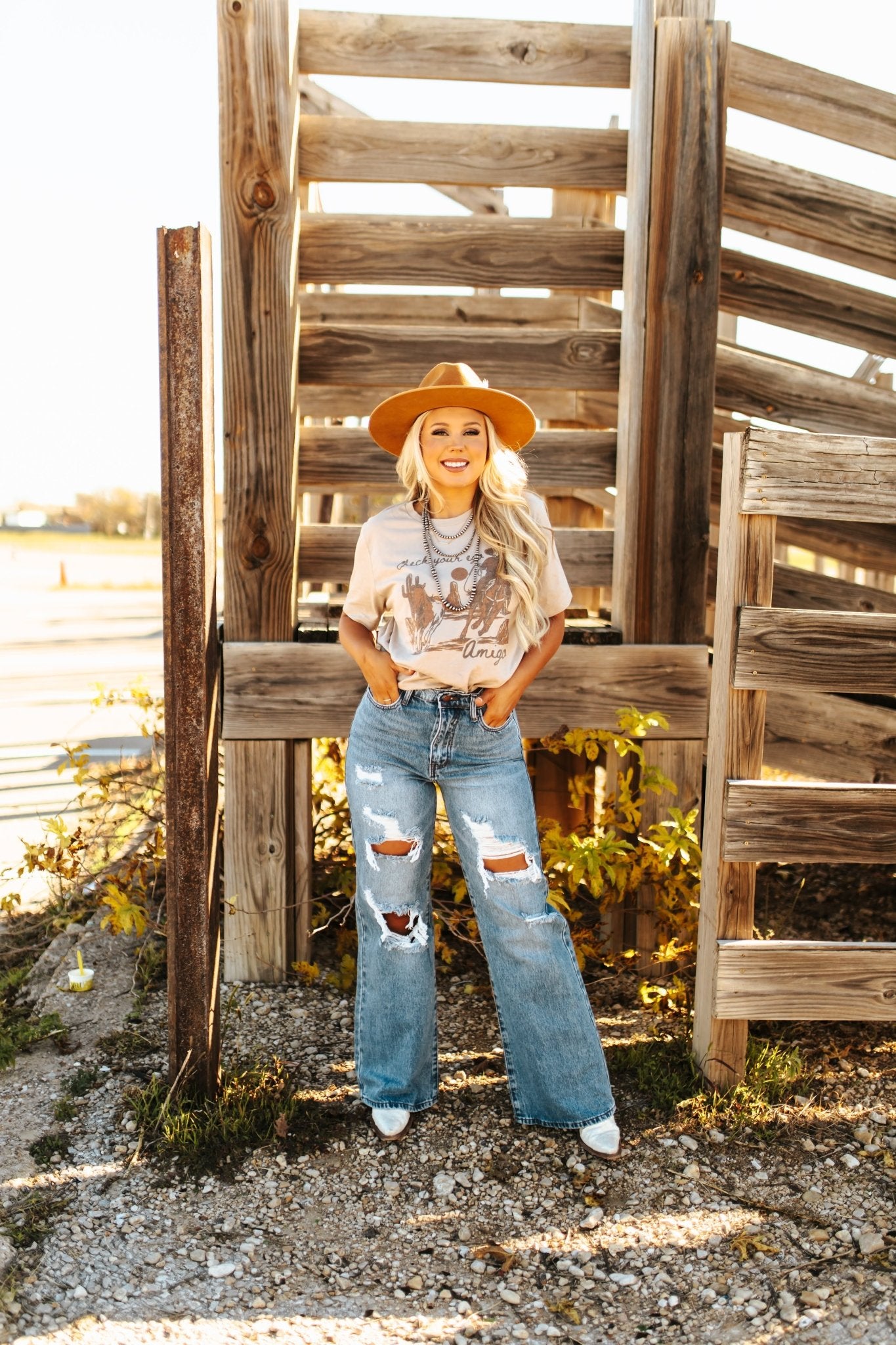 High Waisted Wide Leg Distressed JeanDenim1