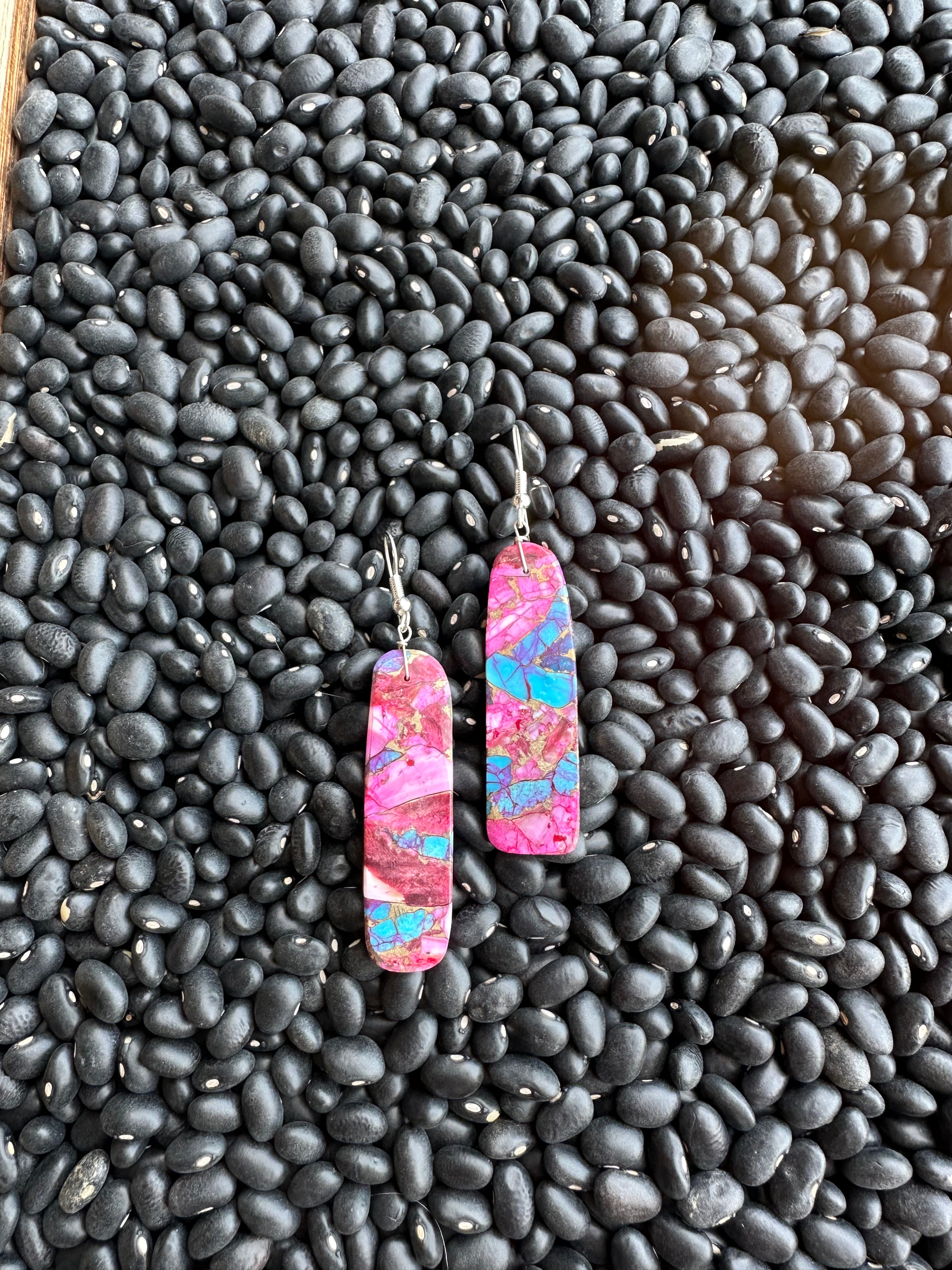 Purple Turquoise Stone Drop Earrings