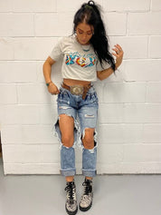 Just a Little Wild Aztec Graphic T-shirtCreamS