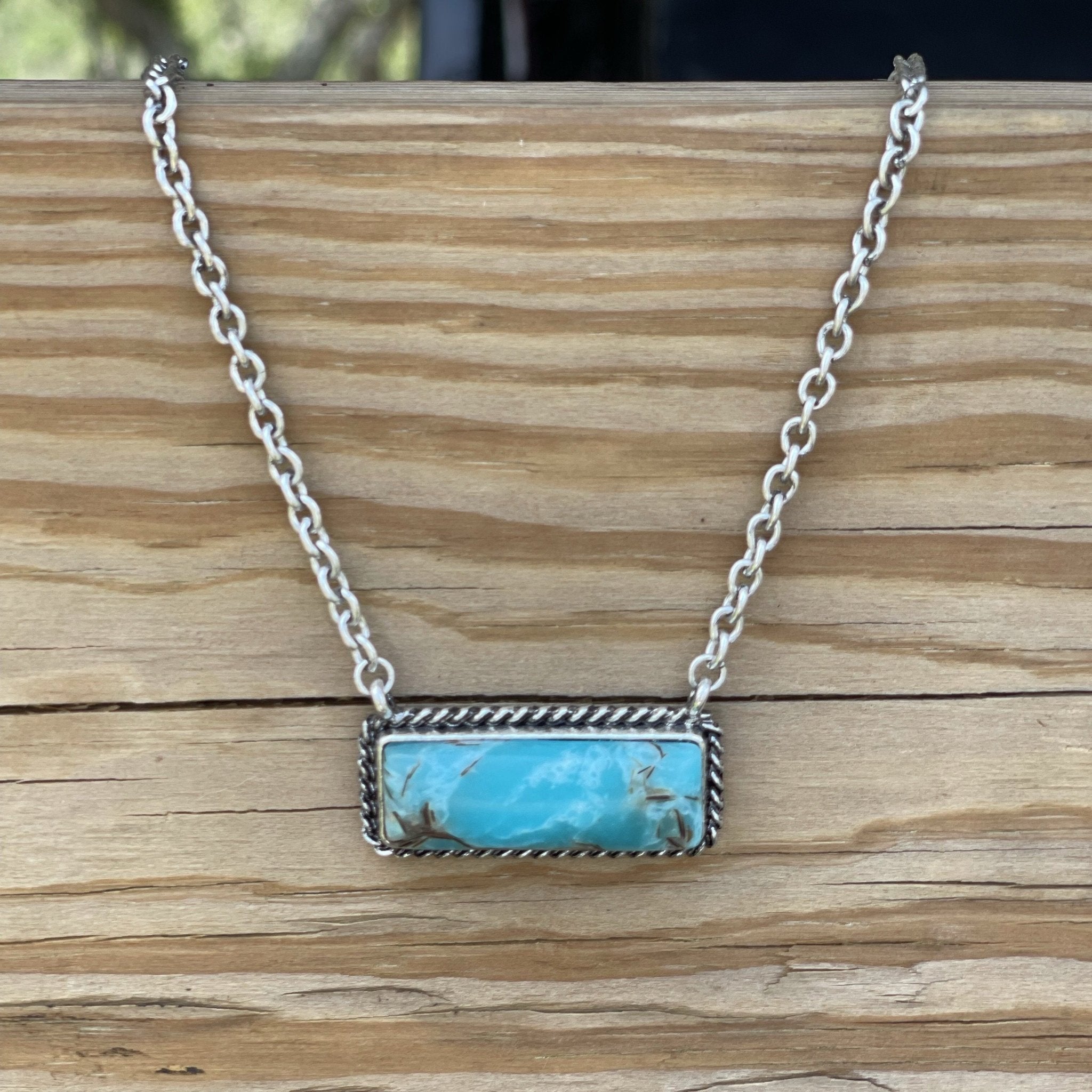 Marbled Turquoise Bar NecklaceTurquoiseOS
