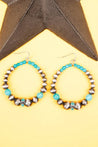 Navajo Pearl and Turquoise Beaded HoopsSilverOS