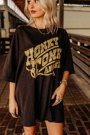 Oversized Honky Tonk Angel Graphic TeeBlackOS