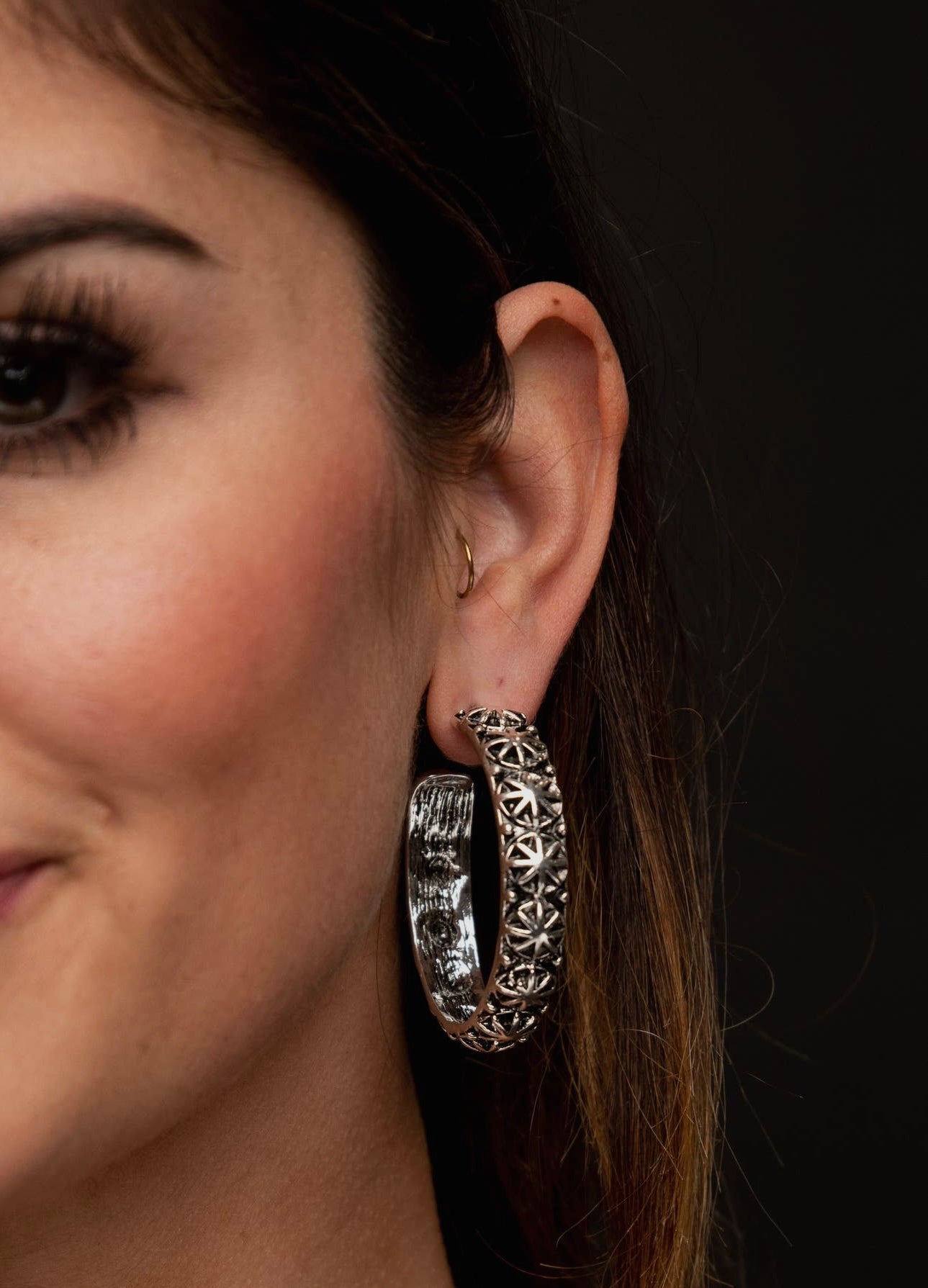 Silver Concho Burst Hoop EarringsSilverOS