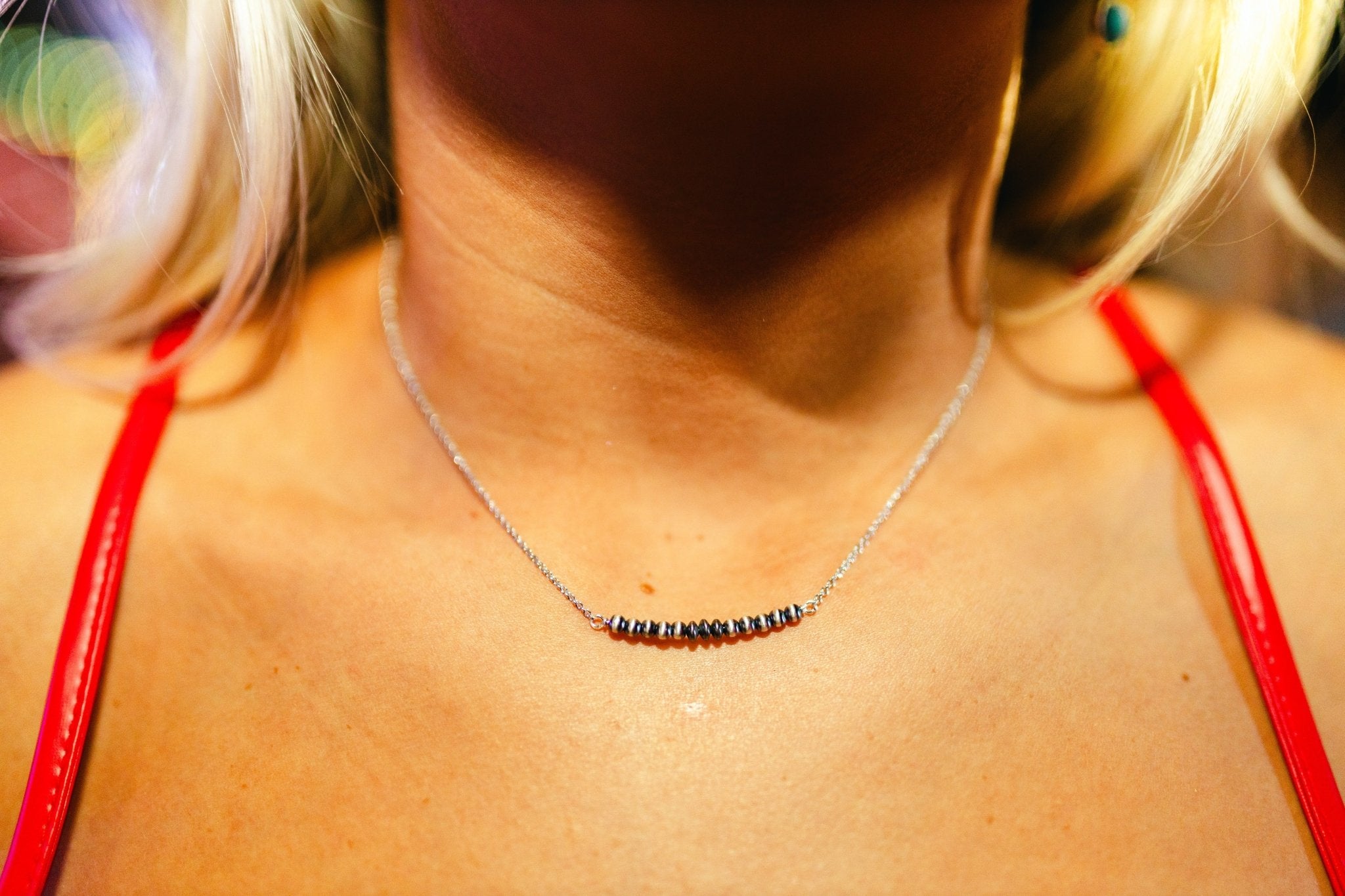 Sterling Silver Navajo Bead Chain NecklaceSilverOS