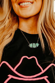 Trio Stone Turquoise Chunk Bar NecklaceTurquoiseOS