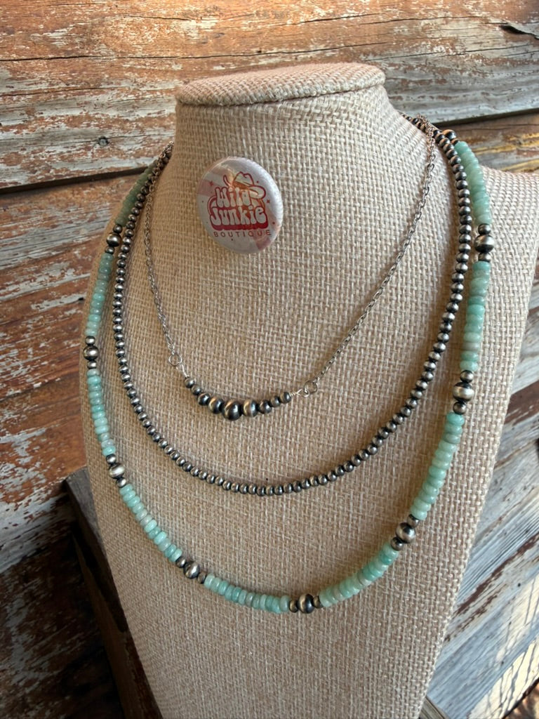 3-pc Sterling Silver and Amazonite Necklace Bundle