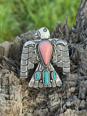 XL Pink Turquoise Thunderbird Ring