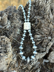 Kingman Turquoise and Silver Beads Jacla Necklace
