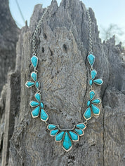Western Turquoise Leaf Cluster Necklace