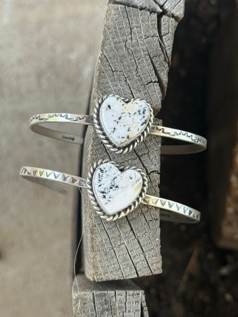 White Buffalo Heart Stone Cuff