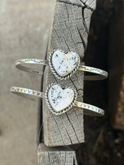 White Buffalo Heart Stone Cuff
