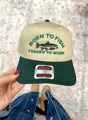 Born To Fish Forced To Work Embroidered Trucker Hat