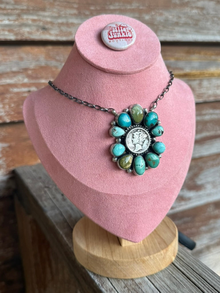 Authentic Mercury Coin Cluster Pendant Necklace