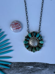 Turquoise Halo Concho Chain Necklace