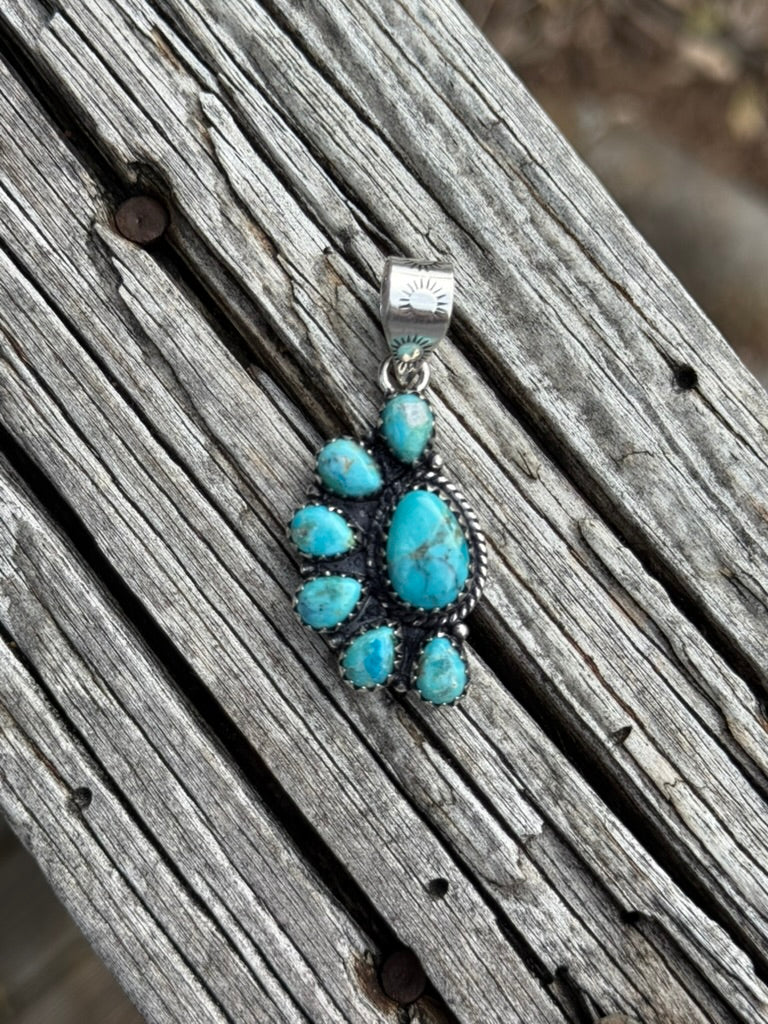 Half Cluster Turquoise Pendant