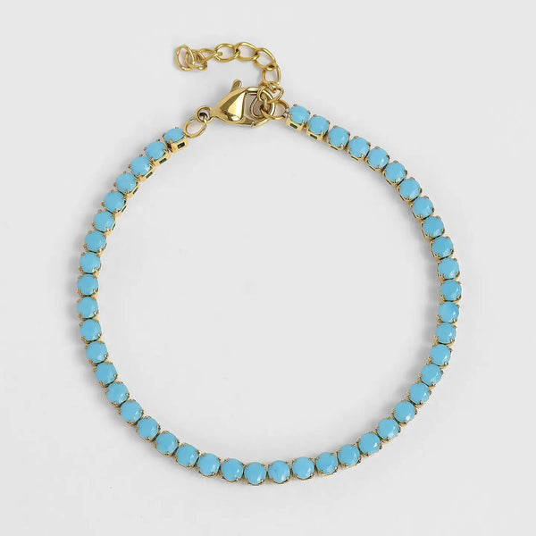 Gold Turquoise Tennis Bracelet