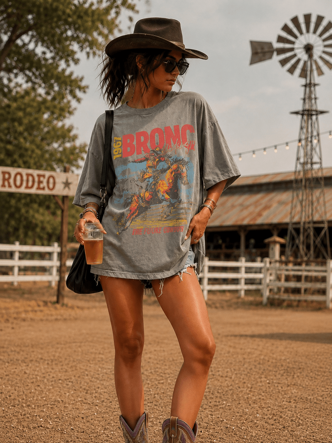 1967 Bronc Riding Oversized Graphic TeeS