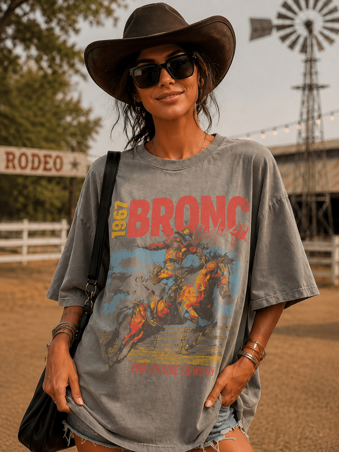 1967 Bronc Riding Oversized Graphic TeeS