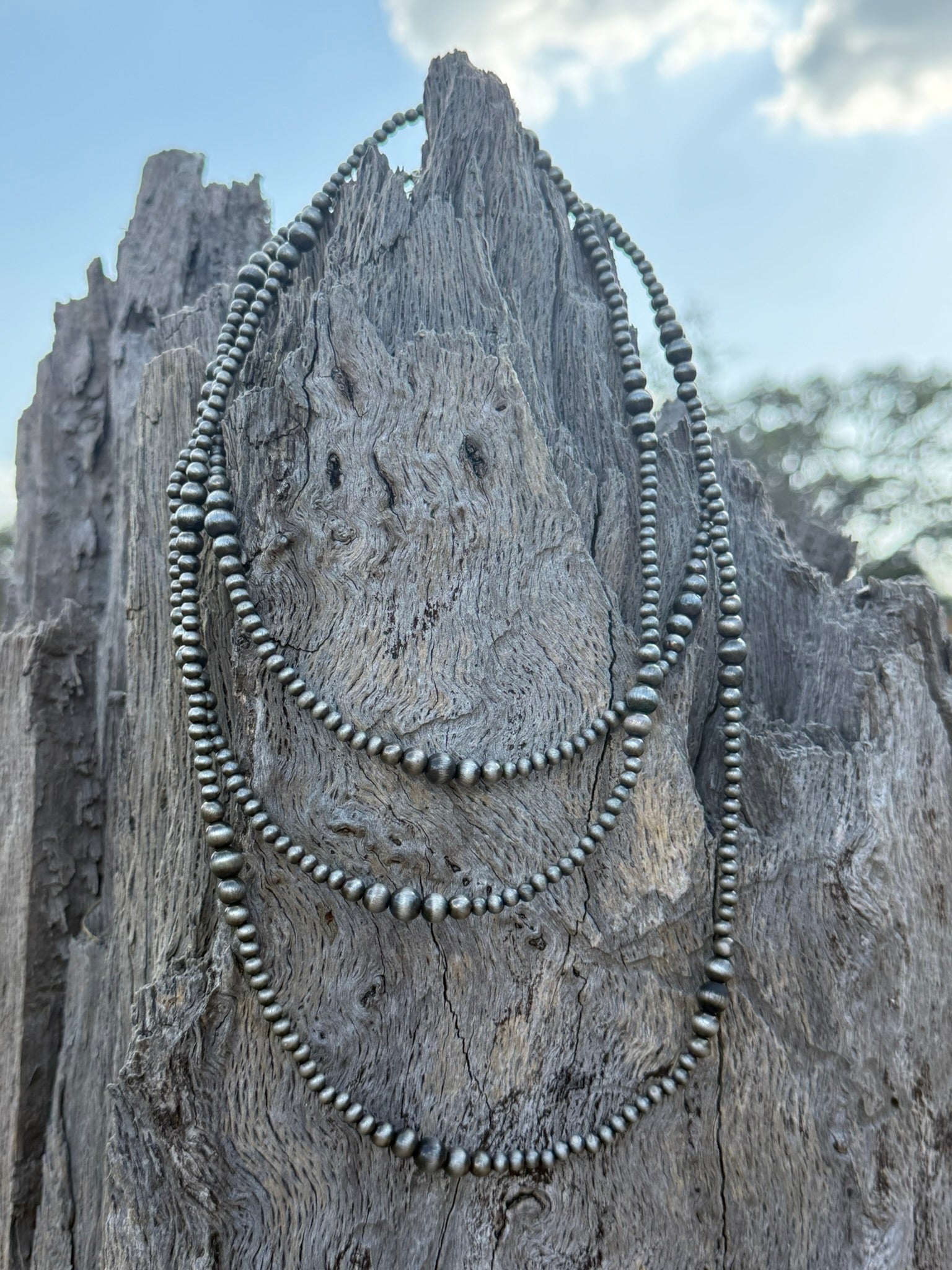 60" Sundance Canyon Silver Beaded Necklace