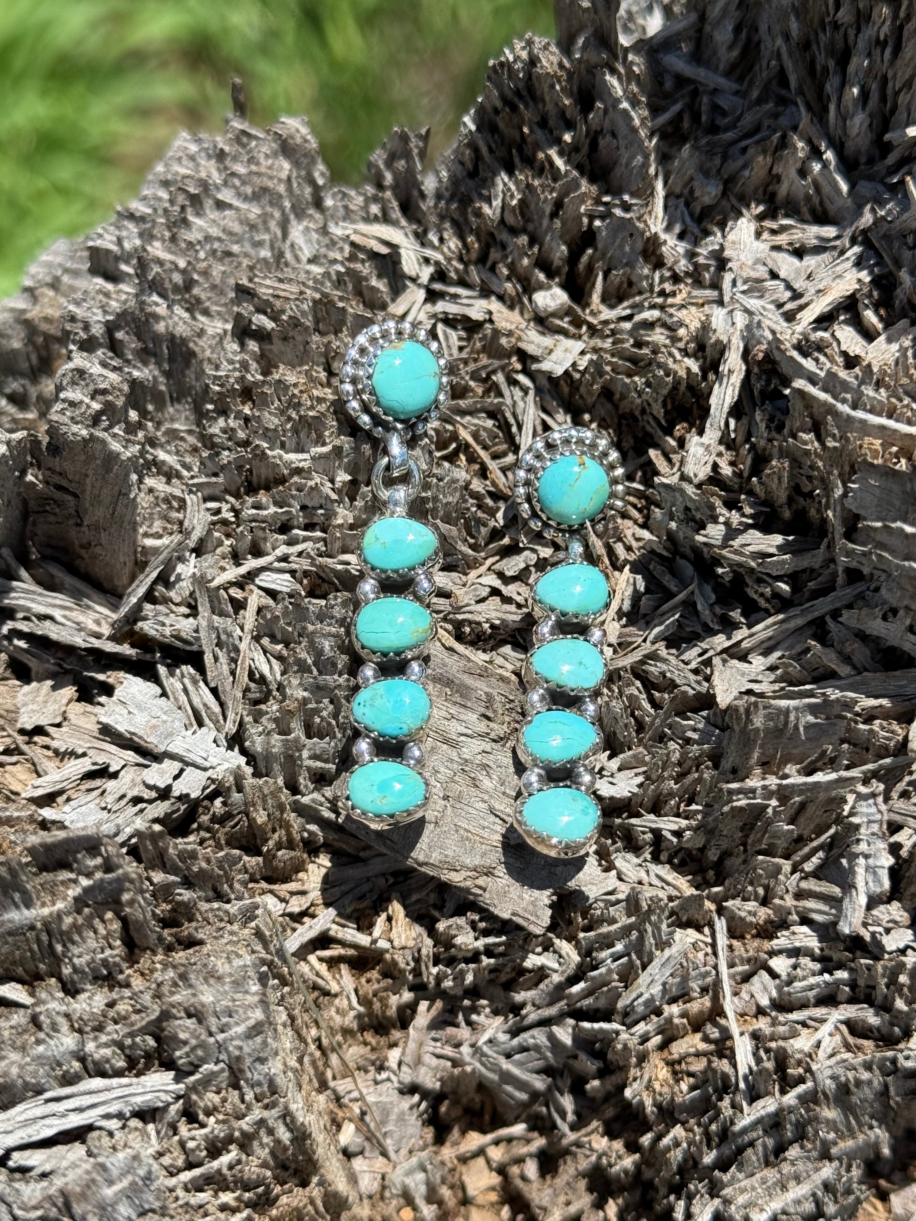 Turquoise Horizon Stacked Dangle Earrings