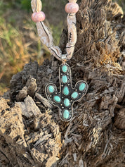 Turquoise Cactus Bandana Necklace