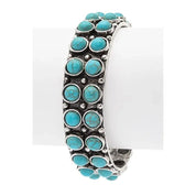 Turquoise Stone Pave Open Cuff Bracelet