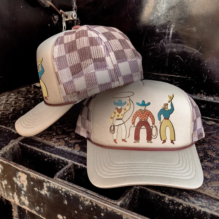 Vintage-Style Cowboys Trucker HatTan