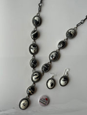 White Buffalo Lariat Necklace and Earring Set