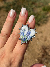 Western Bluebonnet Heart Cuff Ring
