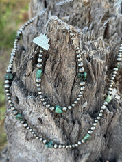 3-pc Pearl Lariat, Flat Turquoise Necklace & Bandana Bundle