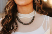 3 - Strand Silver Pearl Chain Necklace