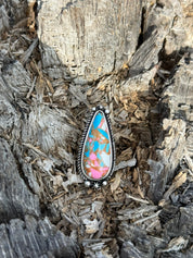 Cotton Candy Stone Teardrop Cuff Ring
