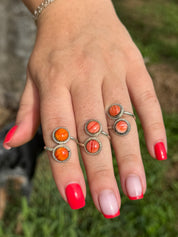 Authentic Spiny Oyster Dual Stone Adjustable Ring