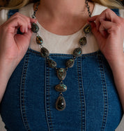 Black Jack Lariat Necklace and Earring Set