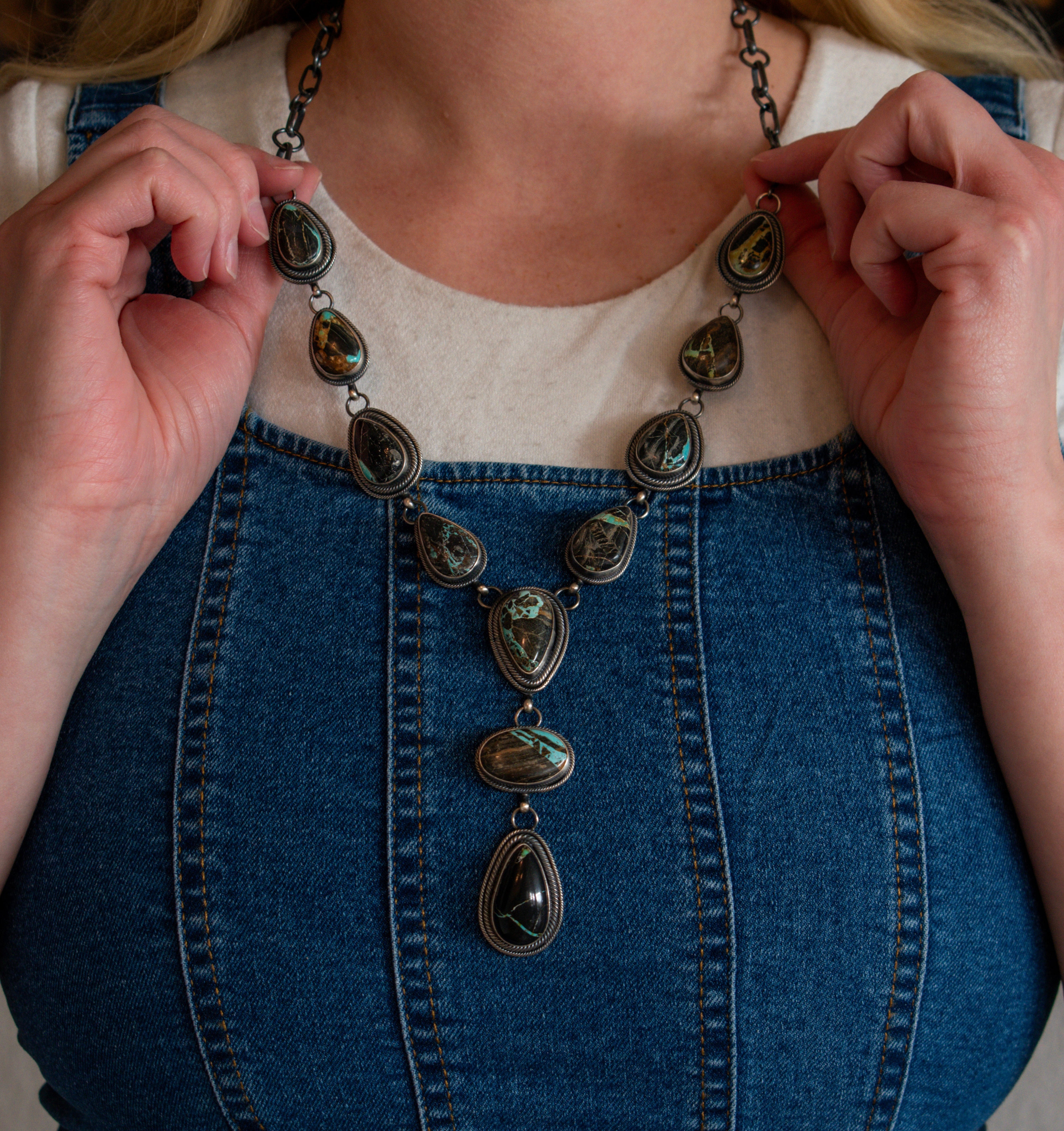 Black Jack Lariat Necklace and Earring Set