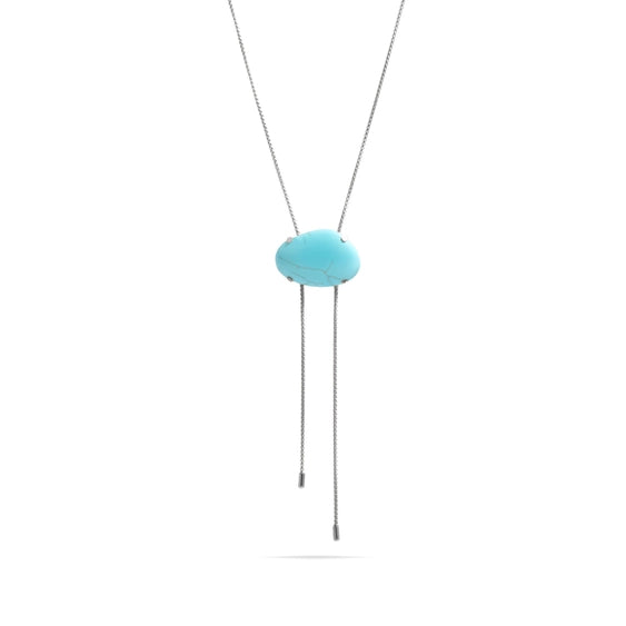 Silver Turquoise Charm Bolo Necklace