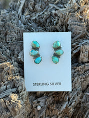 Triple Teardrop Turquoise Stud Earrings