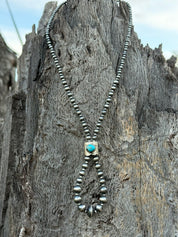 Kingman Turquoise and Silver Beads Jacla Necklace