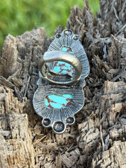 XL Adjustable Double Turquoise Stone Stretch Ring