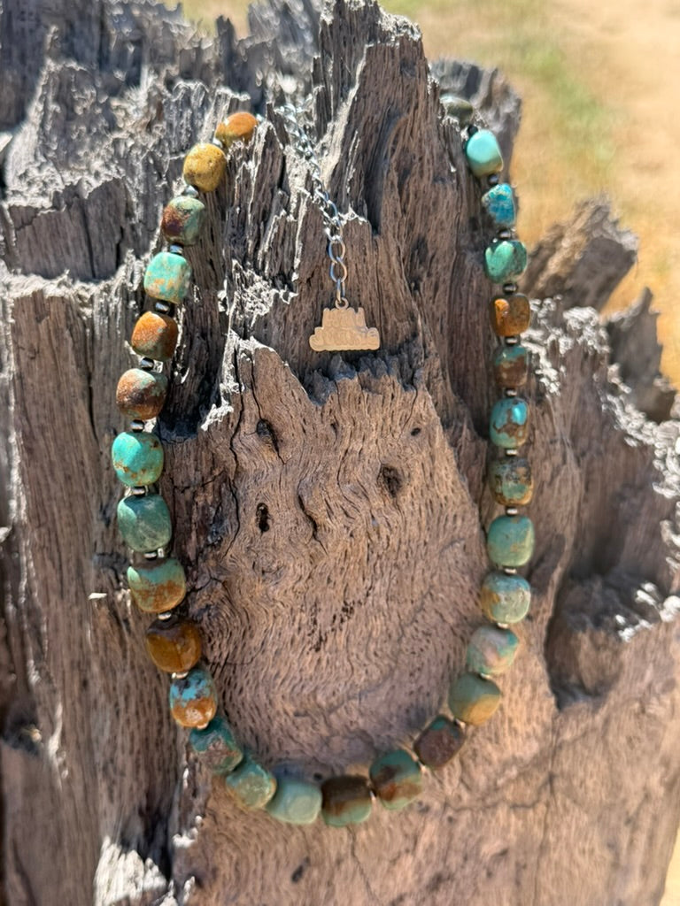 Sterling Silver Desert Sage Turquoise Beaded Necklace